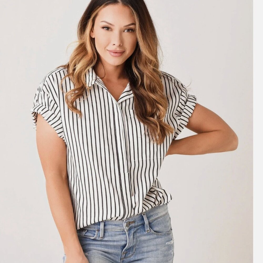 Frame Sheila Striped Pocket Shirt Size XS - Picture 3 of 8